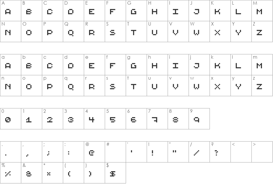bQubik font character map preview