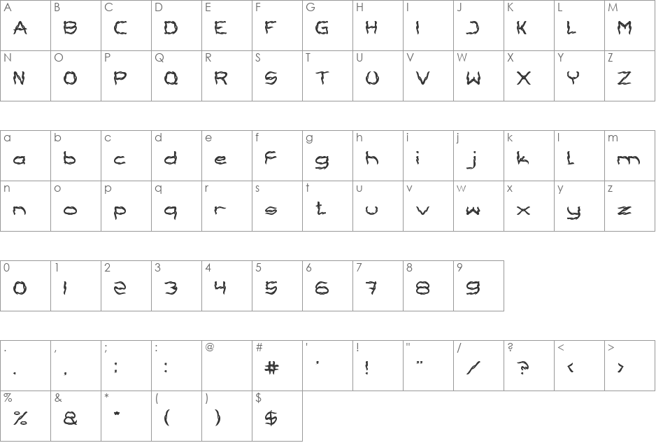 BRACELET font character map preview