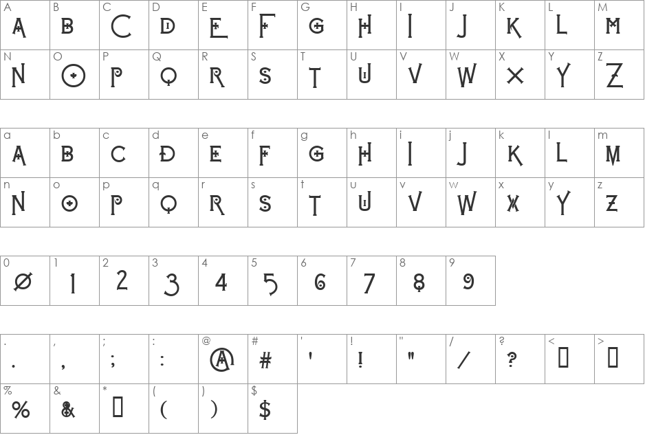 Brahn Mufun Bold font character map preview