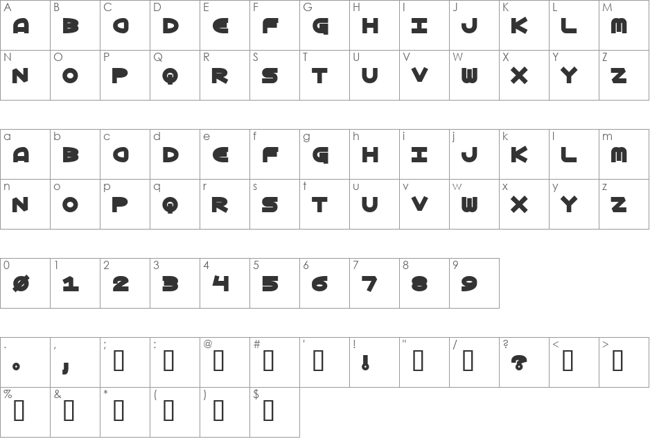 Brainwave font character map preview