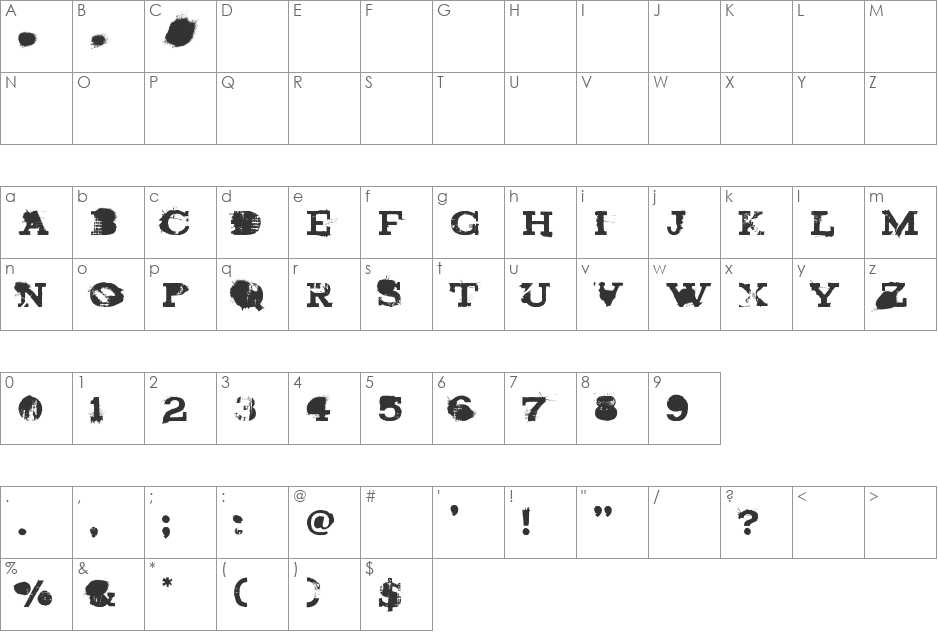 brand new burn font character map preview
