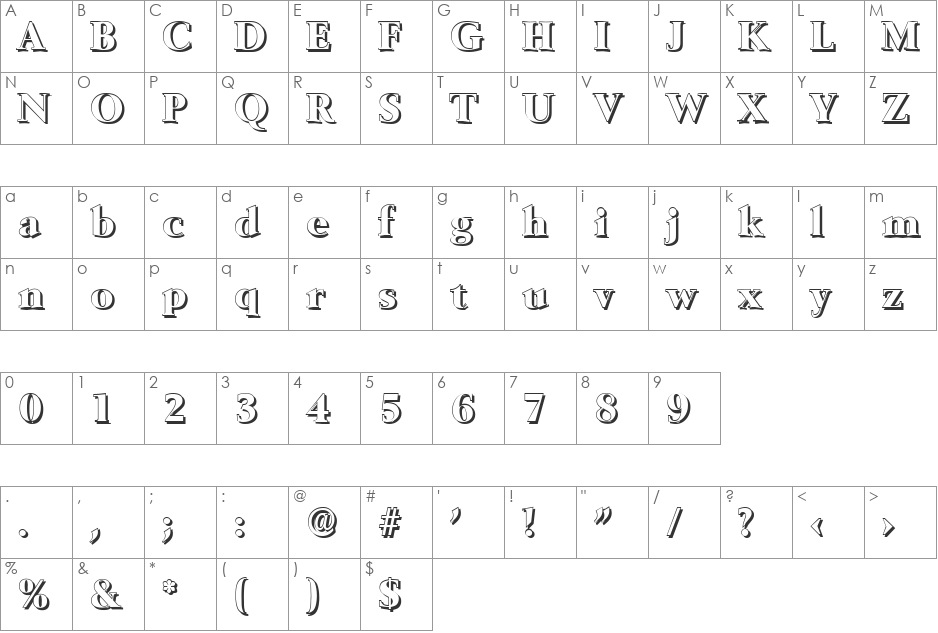 BrandonBeckerShadow-ExtraBold font character map preview
