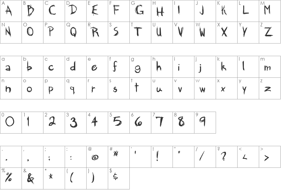 Brankovic font character map preview