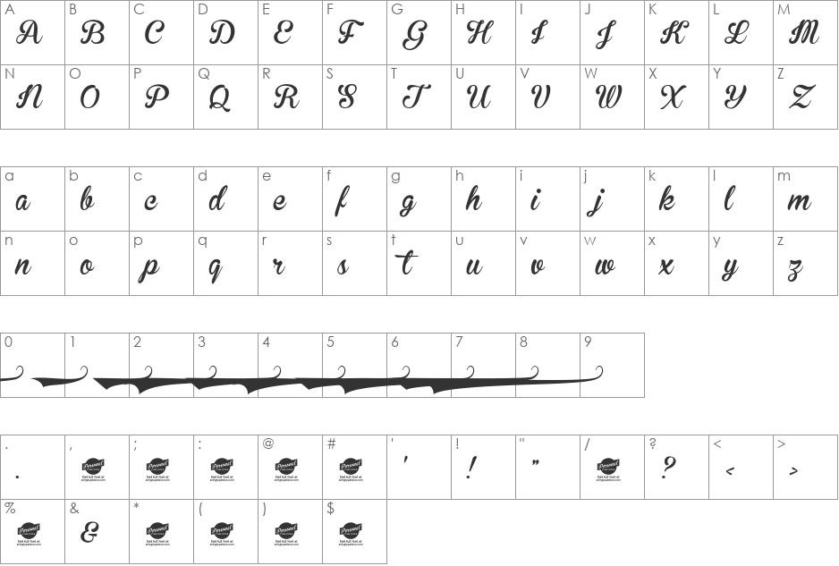 Brannboll Ny Personal Use Only font character map preview
