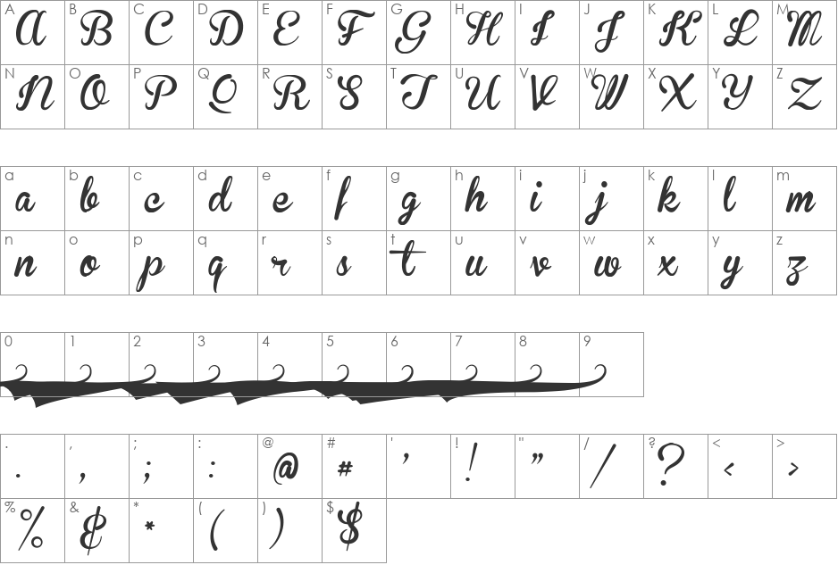 Brannboll Smal font character map preview