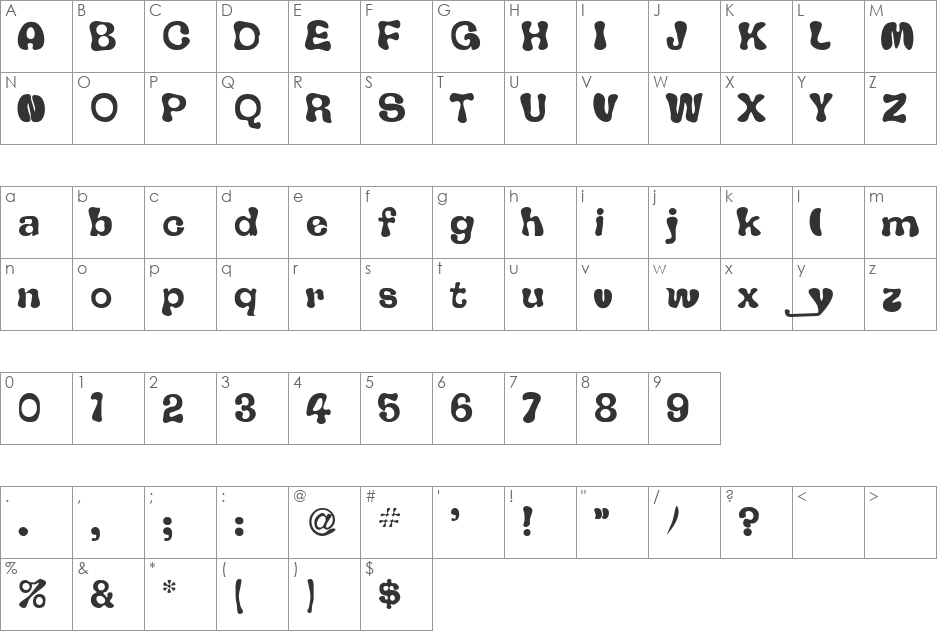 Branson font character map preview