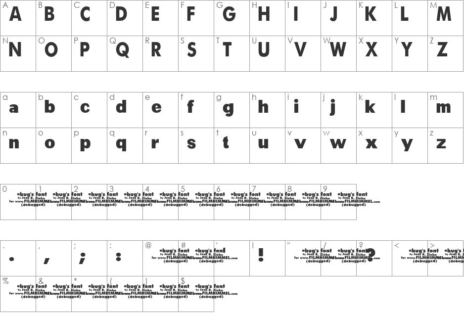 a bug's life - debugged font character map preview