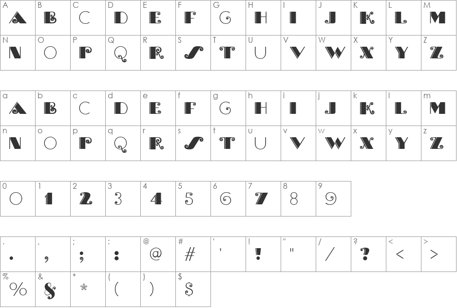Brasileiro One font character map preview
