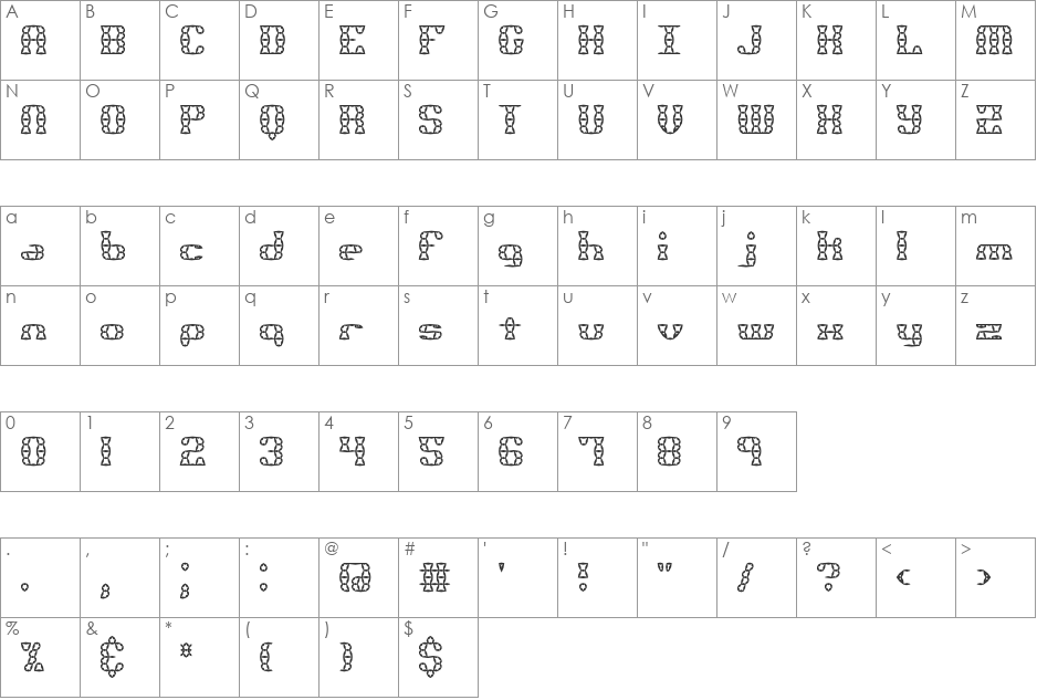 Brass Knuckle Star BRK font character map preview