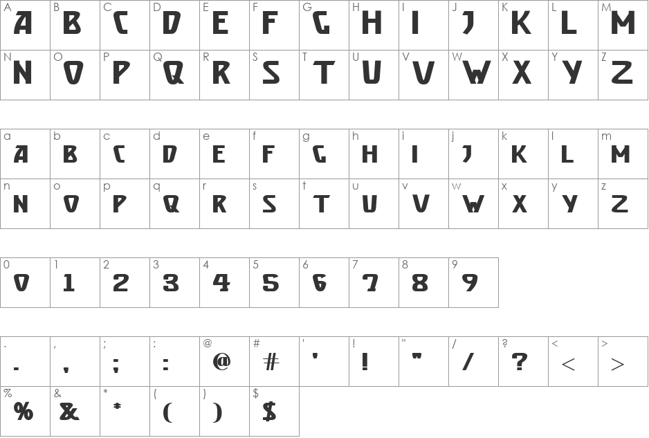 Brassett_Bold font character map preview
