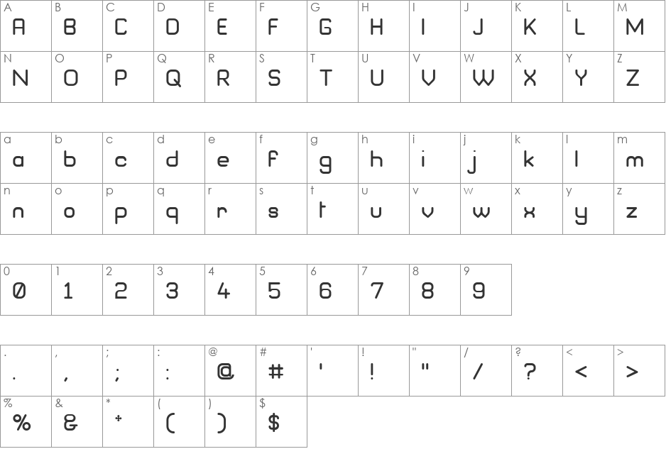Brave New Era G98 font character map preview