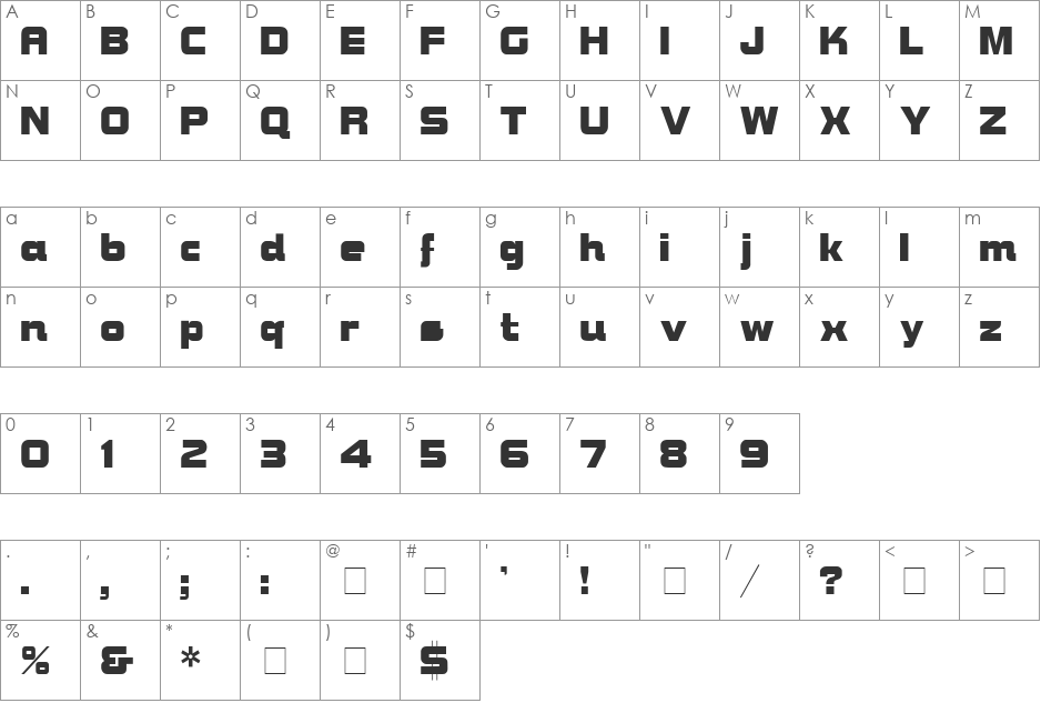 Bravura Display SSi font character map preview