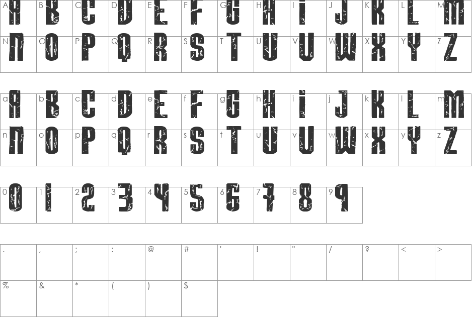 BREAKSTEEL font character map preview