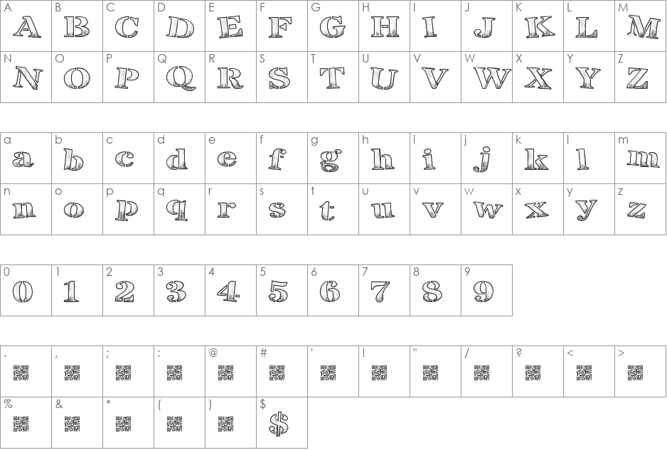 BreakTime font character map preview