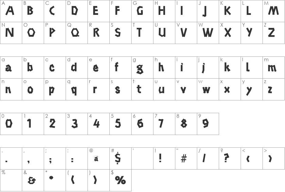 BreddaFS font character map preview