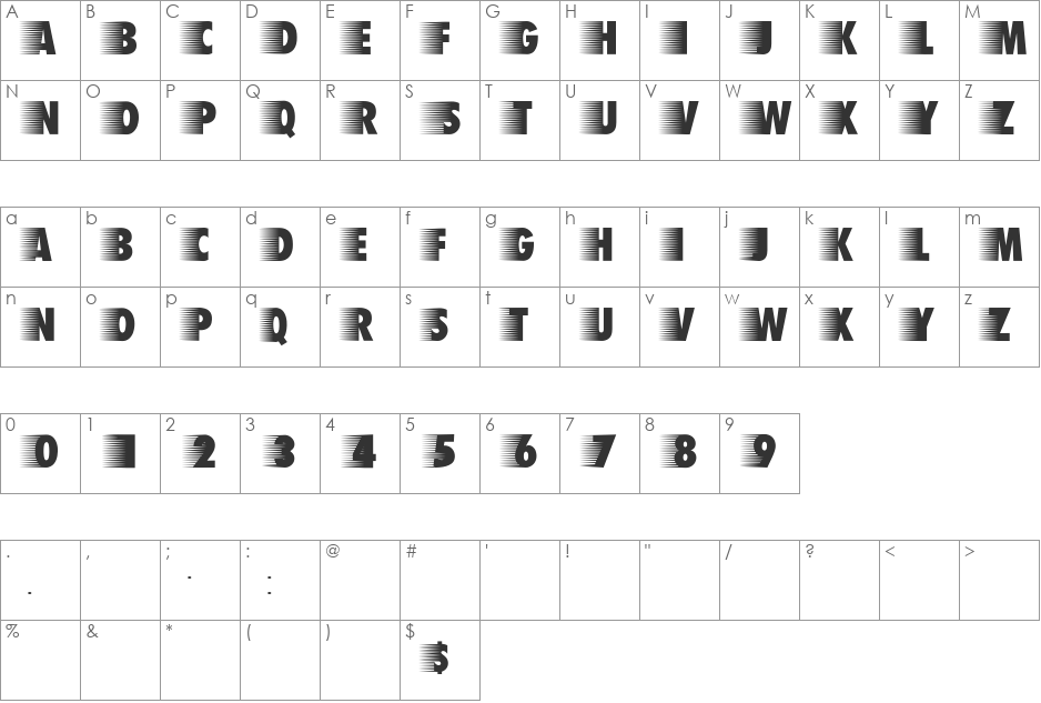 BreezeStarboards font character map preview