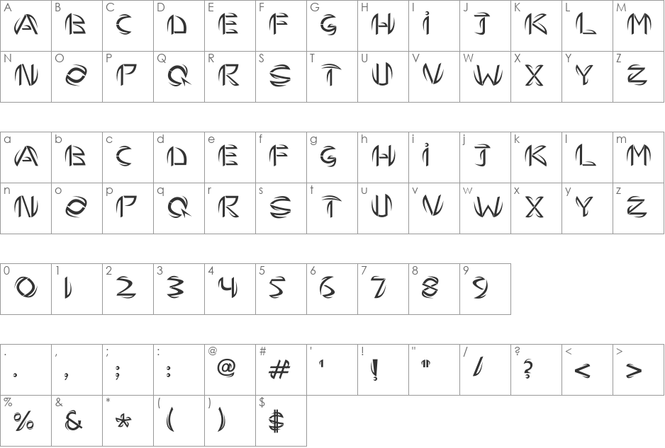 Bremen font character map preview