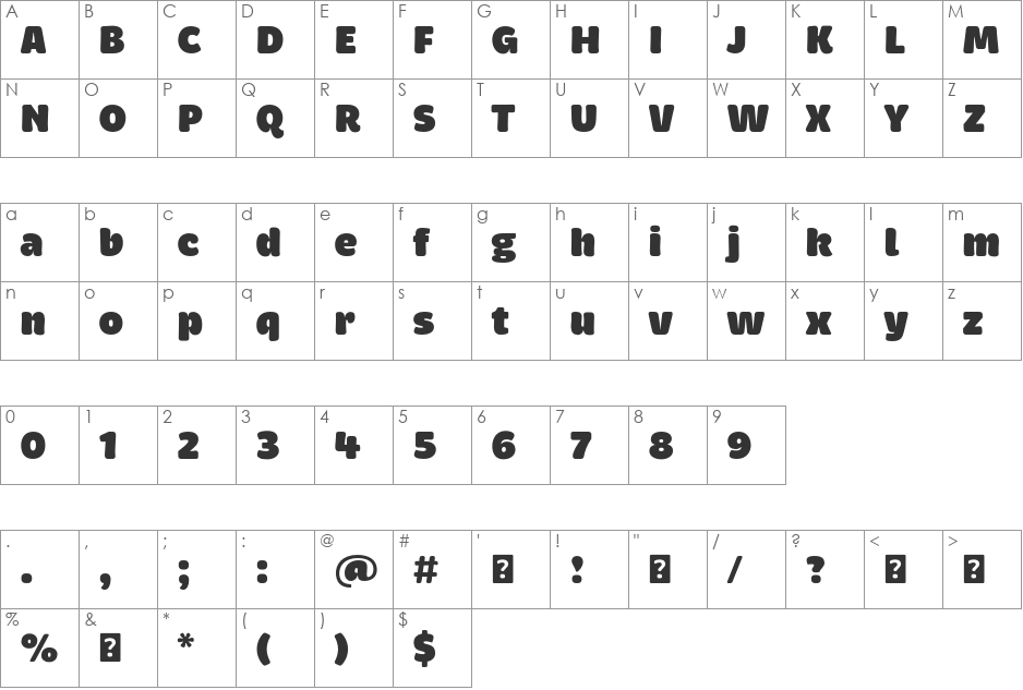 Brevia ExtraBlack font character map preview