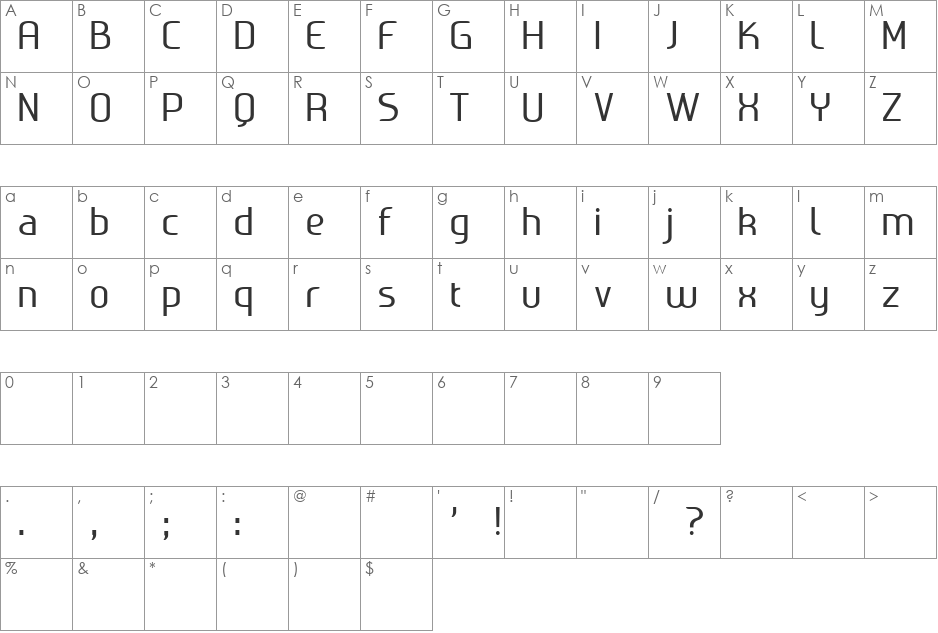 Ageone font character map preview