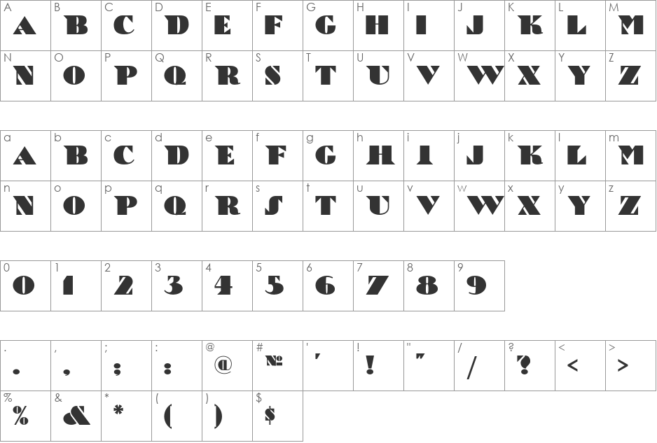 Bric-a-Braque NF font character map preview