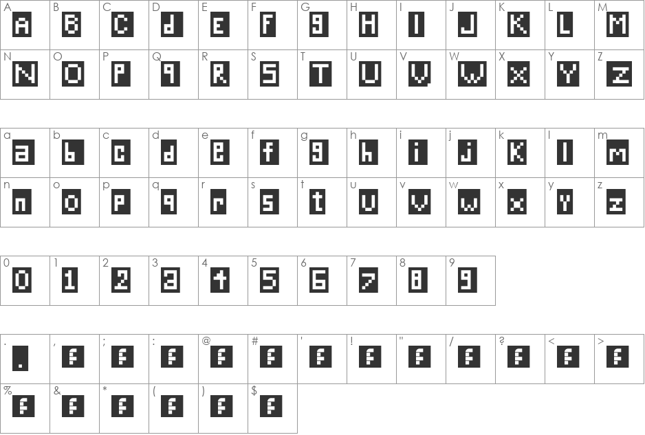 Brick font character map preview
