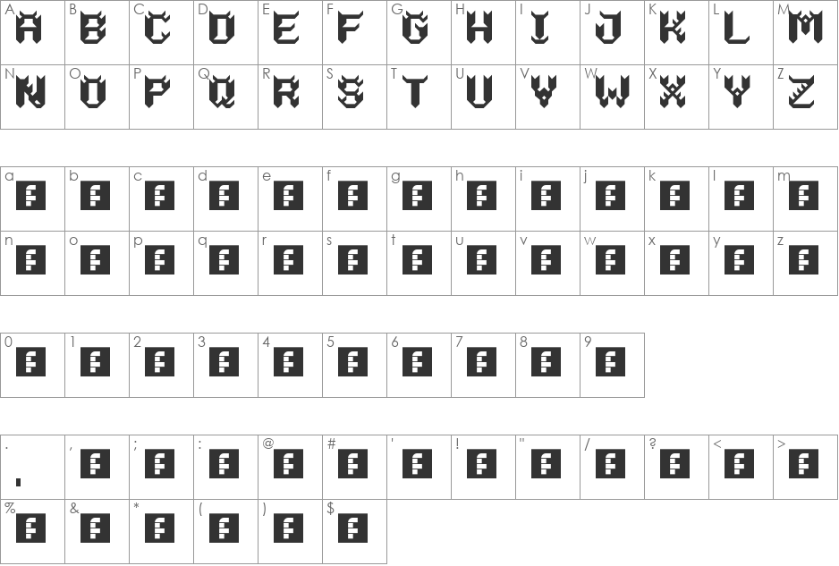 brick-block solid font character map preview