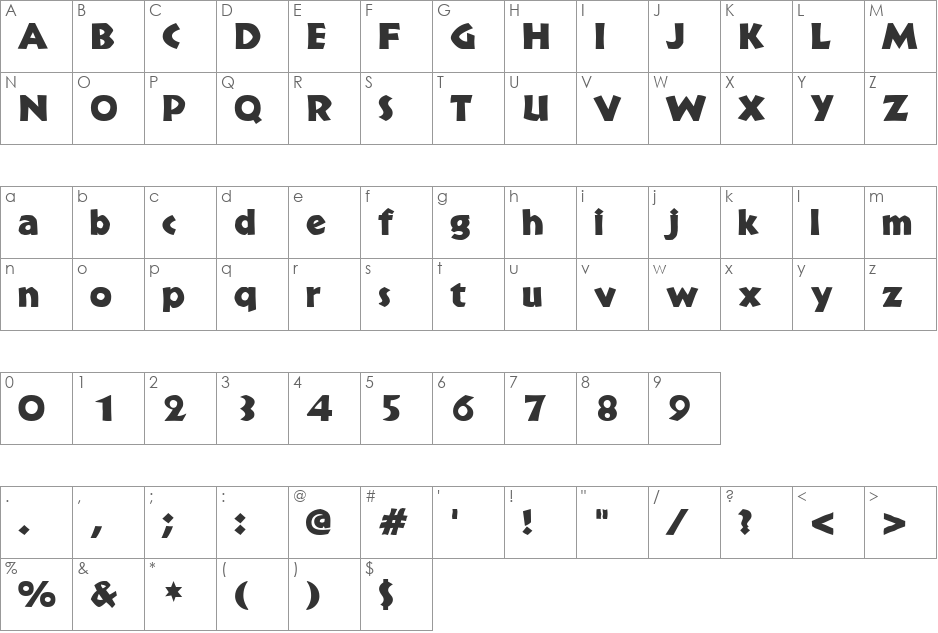 BrideOfTheMonster font character map preview