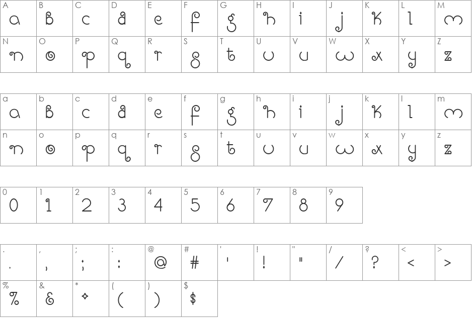 Bright Like A Diamond font character map preview