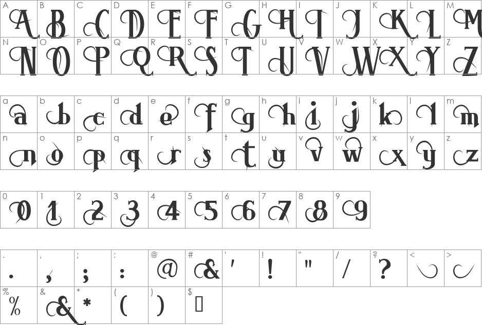 BrimborionOrnements font character map preview