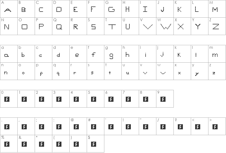 Brinkman XVIII font character map preview