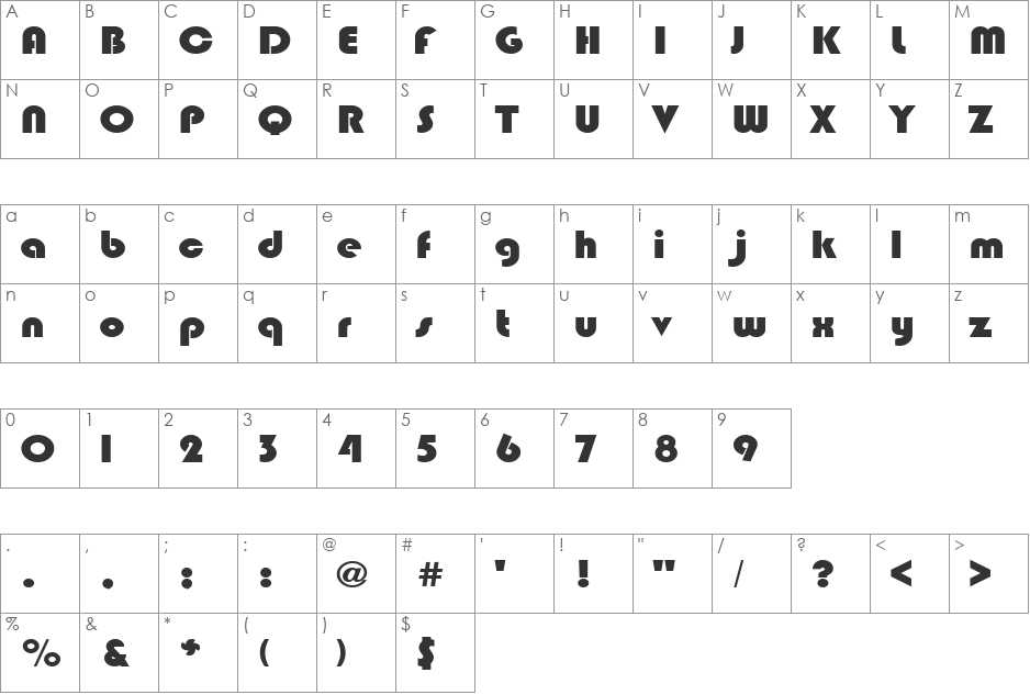 BRINLEC font character map preview