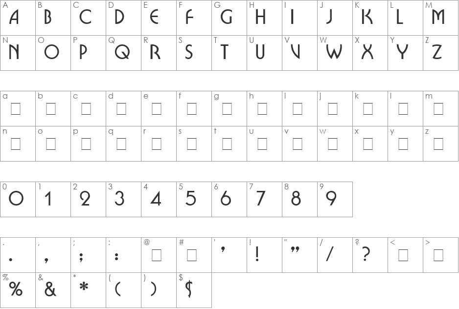 Brioche Display Caps SSi font character map preview