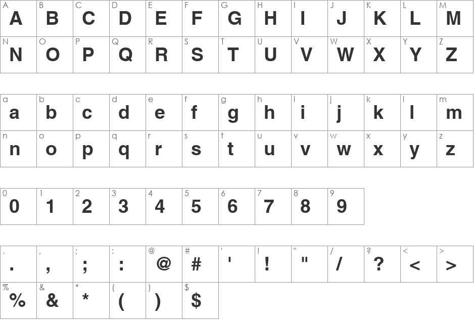 AGHelveticaCyr font character map preview