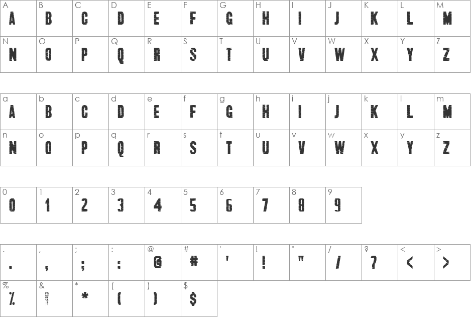Briscoe Dispatch font character map preview