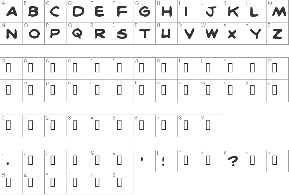 BritComics font character map preview