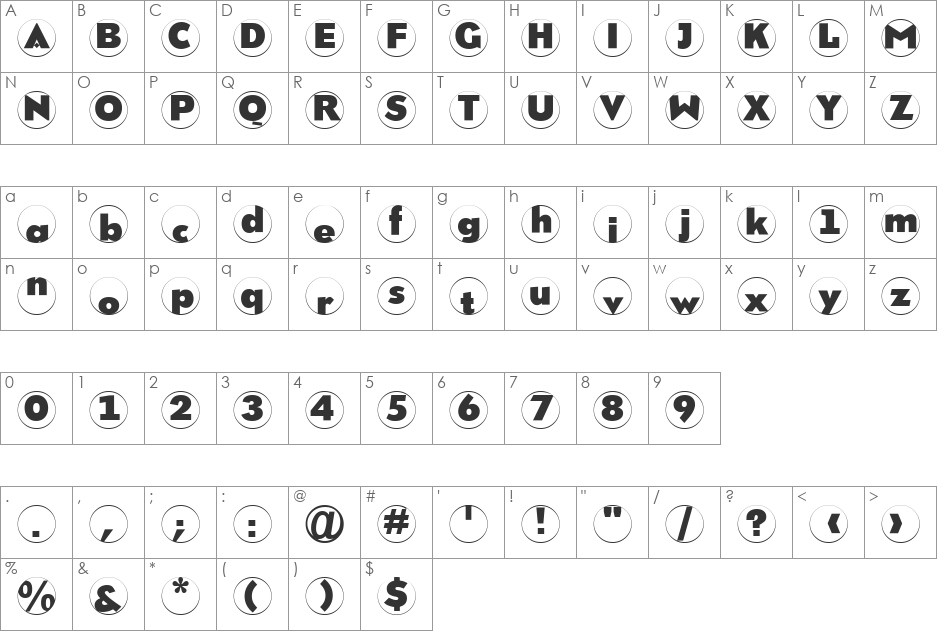 BrixRoundMK font character map preview