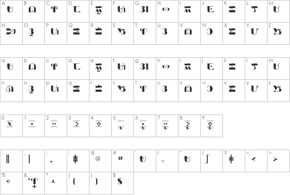 Broad Aklatin font character map preview