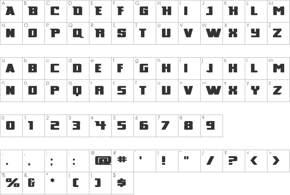 Broad Daylight font character map preview