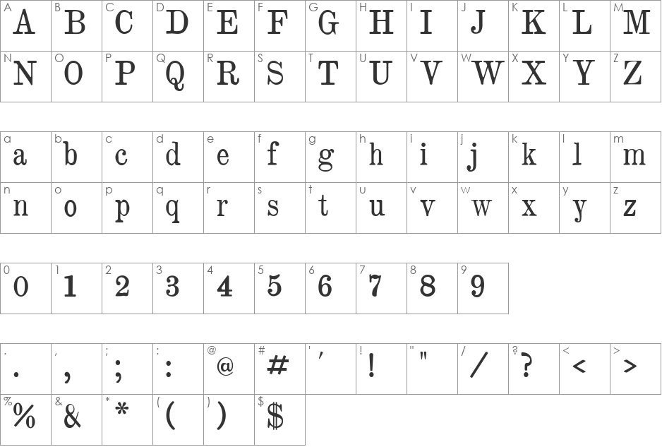 BrokgauzEfron font character map preview