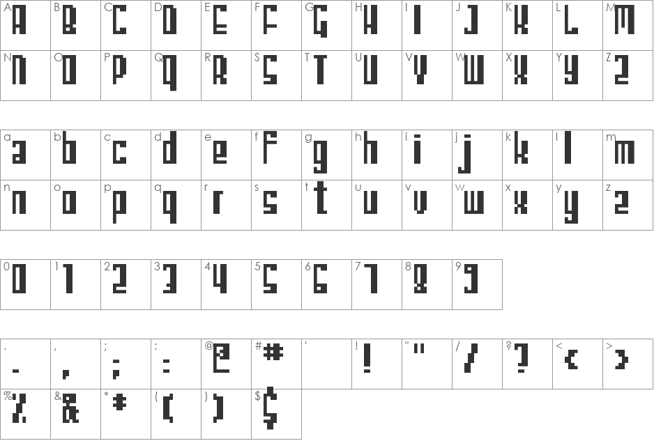 Bromen Bold font character map preview