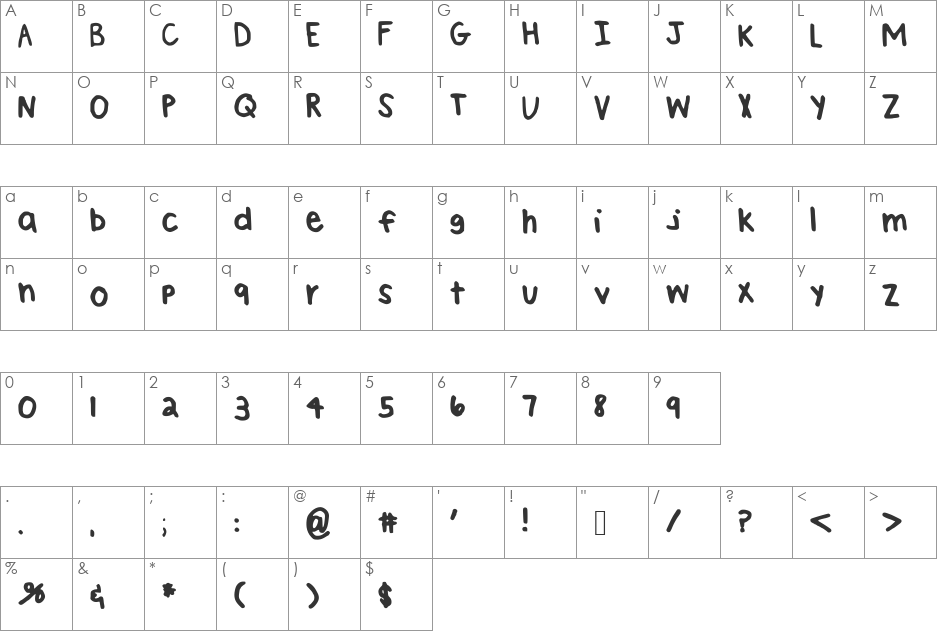 BrookeShappell10 font character map preview
