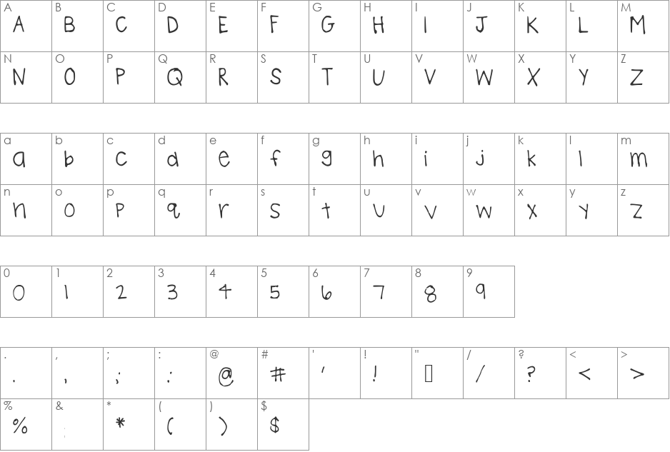 BrookeShappell8 font character map preview