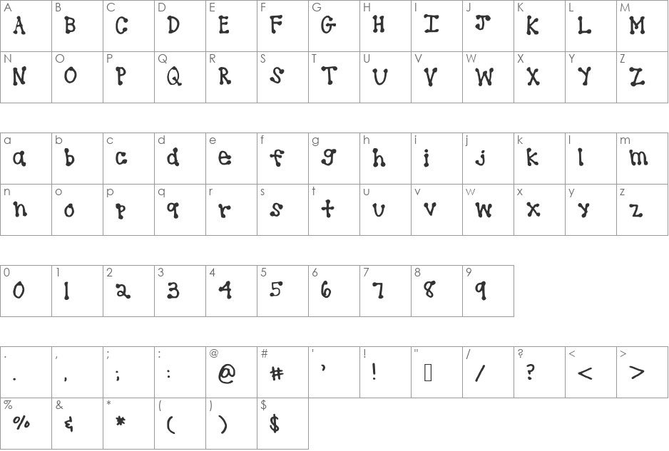 brookeshappelldots font character map preview