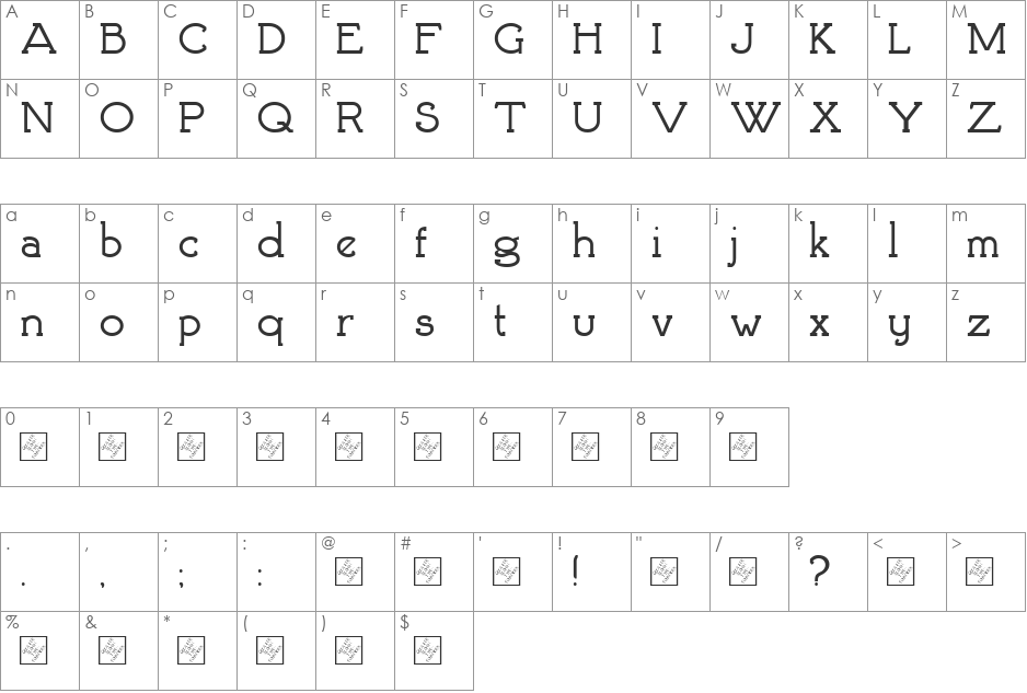 Brosse Demonstrator font character map preview