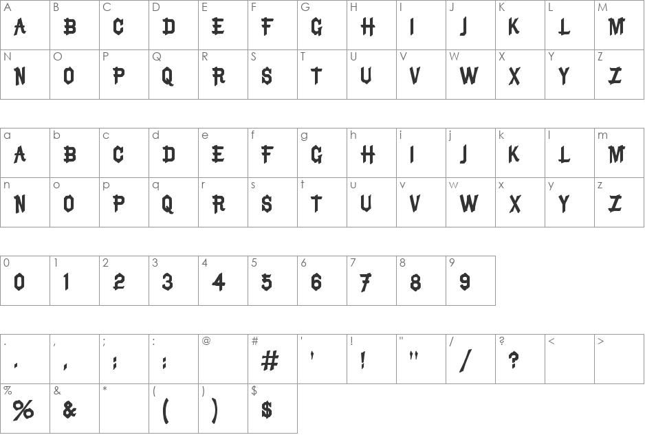 Bruce Mikita font character map preview