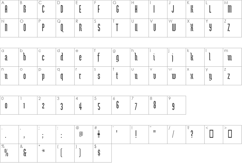 BrunnhildeOne font character map preview