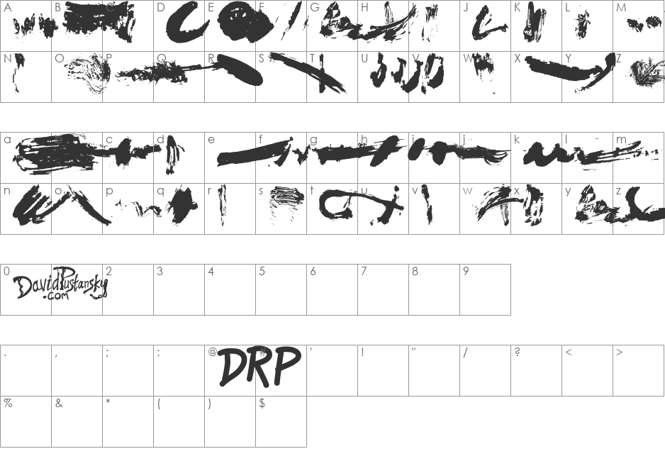 Brush Stroke Of Genius font character map preview