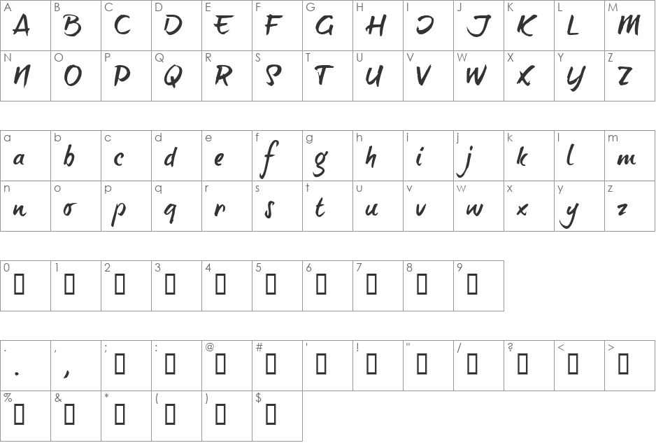 brush-tipTerrence font character map preview