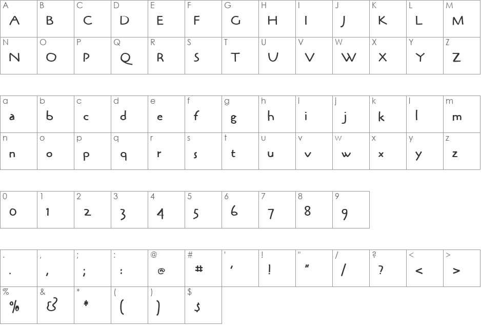 BrushPenMK-Medium font character map preview