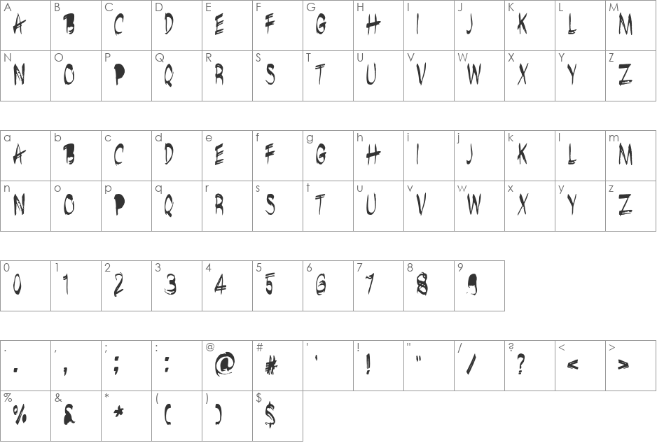 brushshop regular font character map preview